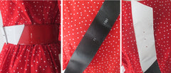 Vintage 80s Red White Polka Dot Full Skirt Party Dress New Old Stock