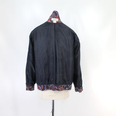 vintage 80s Lilli Ann Collection quilted paisley silk windbreaker jacket light coat large lining