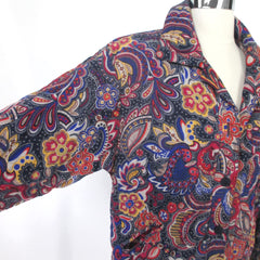 vintage 80s Lilli Ann Collection quilted paisley silk windbreaker jacket light coat large sleeve