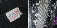 Vintage 80s Lims Handmade Black Crochet Party Dress L | XL