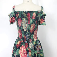 vintage 80s full skirt tea garden dress Ashley cottagecore  dress back
