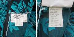 Vintage 80s Puff Sleeve Ruffle Hem Hawaiian Dress M