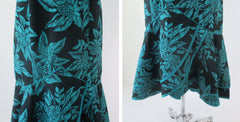 Vintage 80s Puff Sleeve Ruffle Hem Hawaiian Dress M