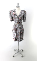vintage 80s rose black lace cameo button up dress gallery