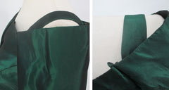 Vintage 80s 90s Emerald Green Sharkskin Taffeta Party Dress M