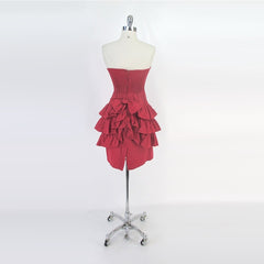 Vintage 80s Red Strapless Ruffle Skirt Mini Party Dress S