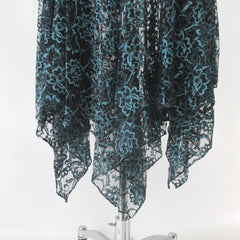 Vintage 80s Sheer Blue & Black Lace Dress S
