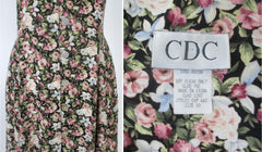 vintage 90s grunge floral tea garden flower CDC large maxi dress tag