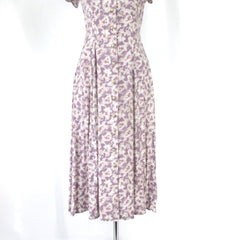 vintage 90s 1990s Caroline Wells lavender tea floral spring midi dress  skirt