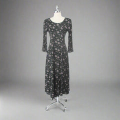 Vintage 90s Long  Grunge Tea Roses Dress S