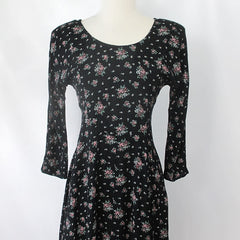 Vintage 90s Long  Grunge Tea Roses Dress S