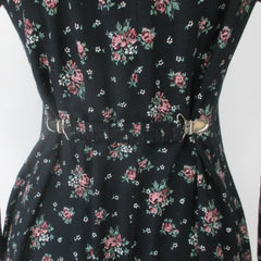 Vintage 90s Long  Grunge Tea Roses Dress S