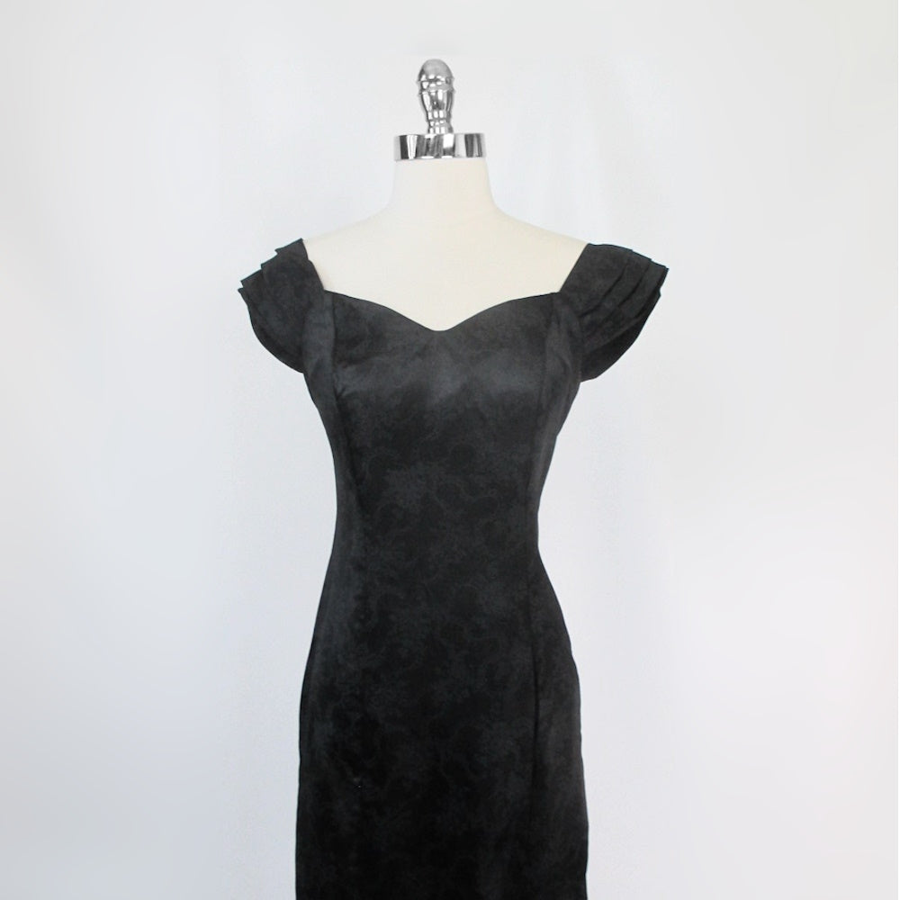 Black Velvet Dress, 80s Bombshell Sweetheart Strapless Pin up Dress Extra  Small to Small XS S 