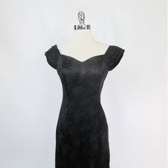 Vintage 90s Black Satin Sweetheart Gown XS