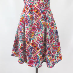 Vintage 90s Paris Blues Floral Mini Tie Top Dress M