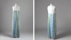 Vintage 60's McInerny Mid Century Print Hawaiian Maxi Dress M