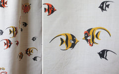 vintage 40s silk royal Hawaiian angelfish safari dress fabric
