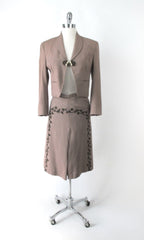 Vintage 30s 40s Suede Trim Culottes & Short Jacket Set XS