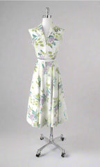 Vintage 40s Lilac & Pink Floral Day Dress M