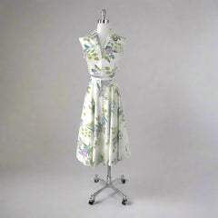 Vintage 40s Lilac & Pink Floral Day Dress M