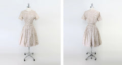 Vintage 50s 60s Modernist Stripe Full Skirt Day Dress M