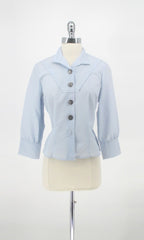 Vintage 50's Light Blue Button Front Blouse