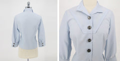 Vintage 50's Light Blue Button Front Blouse