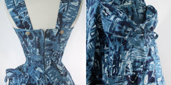 Vintage 50's Blue Hawaiian Fit & Flare Dress XS