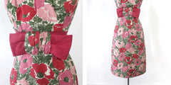 Vintage 60's 50s Pink Floral Big Bow Party Dress S
