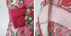 Vintage 60's 50s Pink Floral Big Bow Party Dress S