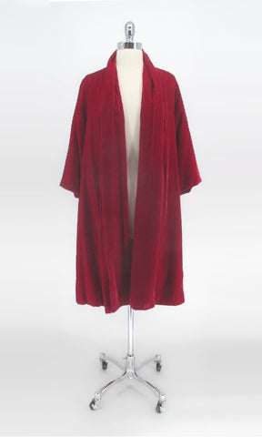 Vintage 50s Red Velvet Open Front Opera Swing Coat S