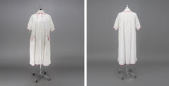 Vintage 50s White Pink Duster Robe Dressing Gown  S / M