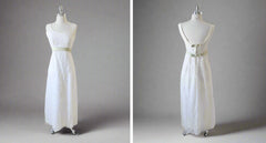 Vintage 60's White Lace Full Length Wedding Dress Gown S