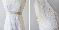 Vintage 60's White Lace Full Length Wedding Dress Gown S