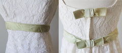 Vintage 60's White Lace Full Length Wedding Dress Gown S
