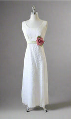 Vintage 60's White Lace Full Length Wedding Dress Gown S