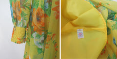 Vintage 60s 70s Sheer Floral Maxi Party Dress XS S
