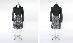 Vintage 60s Black & White Modernist Party Dress MOD M