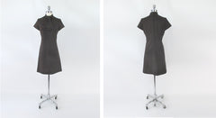 Vintage 60's Brown Mod Blue Ascot Shift Dress S