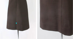 Vintage 60's Brown Mod Blue Ascot Shift Dress S