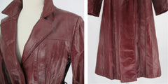 Vintage 70s Oxblood Leather Trench Coat S - Bombshell Bettys Vintage