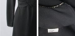 Vintage 70s Rhinestone Trim Evening Dress Maxi Gown L