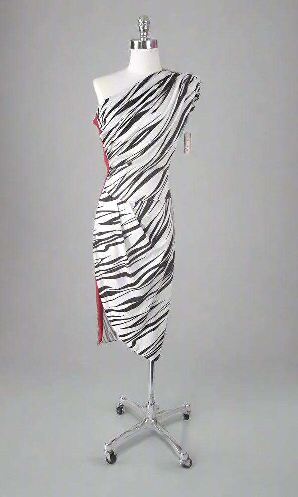 Vintage 70s Fredericks Of Hollywood One Shoulder Zebra Party Dress