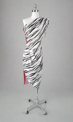 Vintage 70s Fredericks Of Hollywood One Shoulder Zebra Party Dress