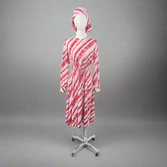 Vintage 70s' Melting Stripes Dress & Matching Head Scarf