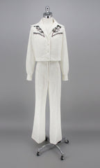 Vintage 70s Western Style Embroidered Rickey Jacket Pants Suit S
