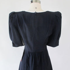 vintage 80s All That Jazz navy blue white bow new old stock new vintage with tags unworn back