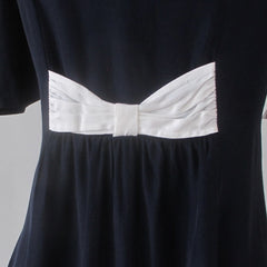 vintage 80s All That Jazz navy blue white bow new old stock new vintage with tags unworn cotton bow