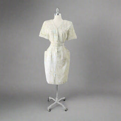 Vintage 80s Tropical Pastel Sheath Dress M