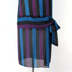 vintage 80s larger size drop waist striped party midi sheer dress skirt